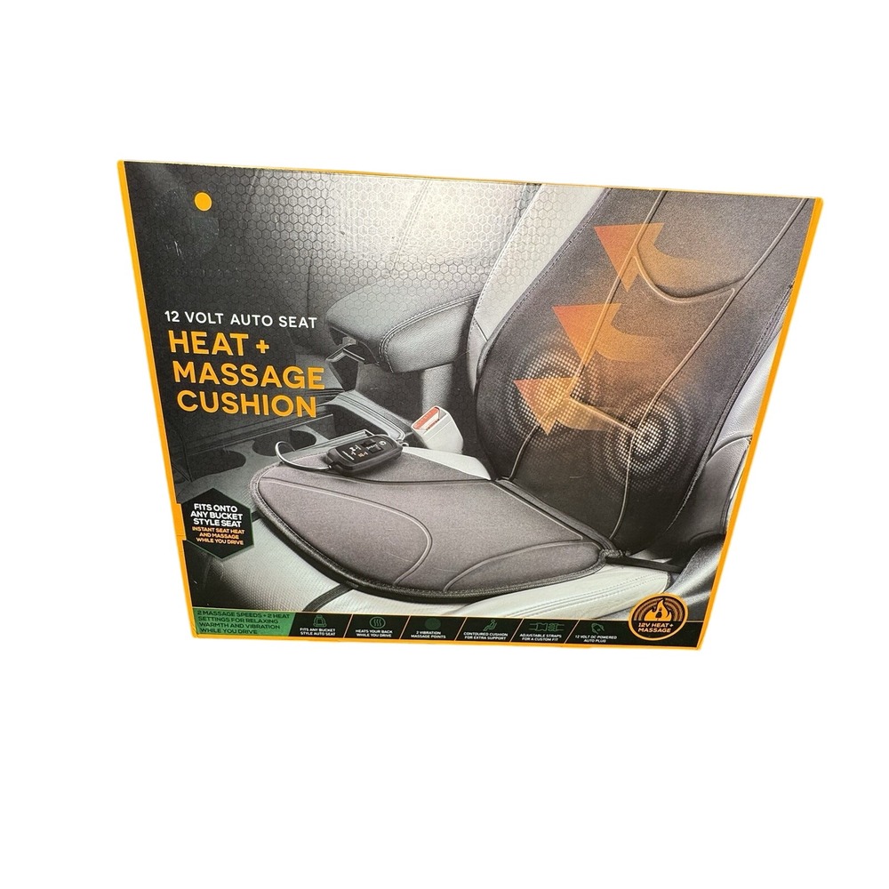 SmartGear 12 Volt Auto Seat Heat Massage Cushion Black STG-6846-KB New
